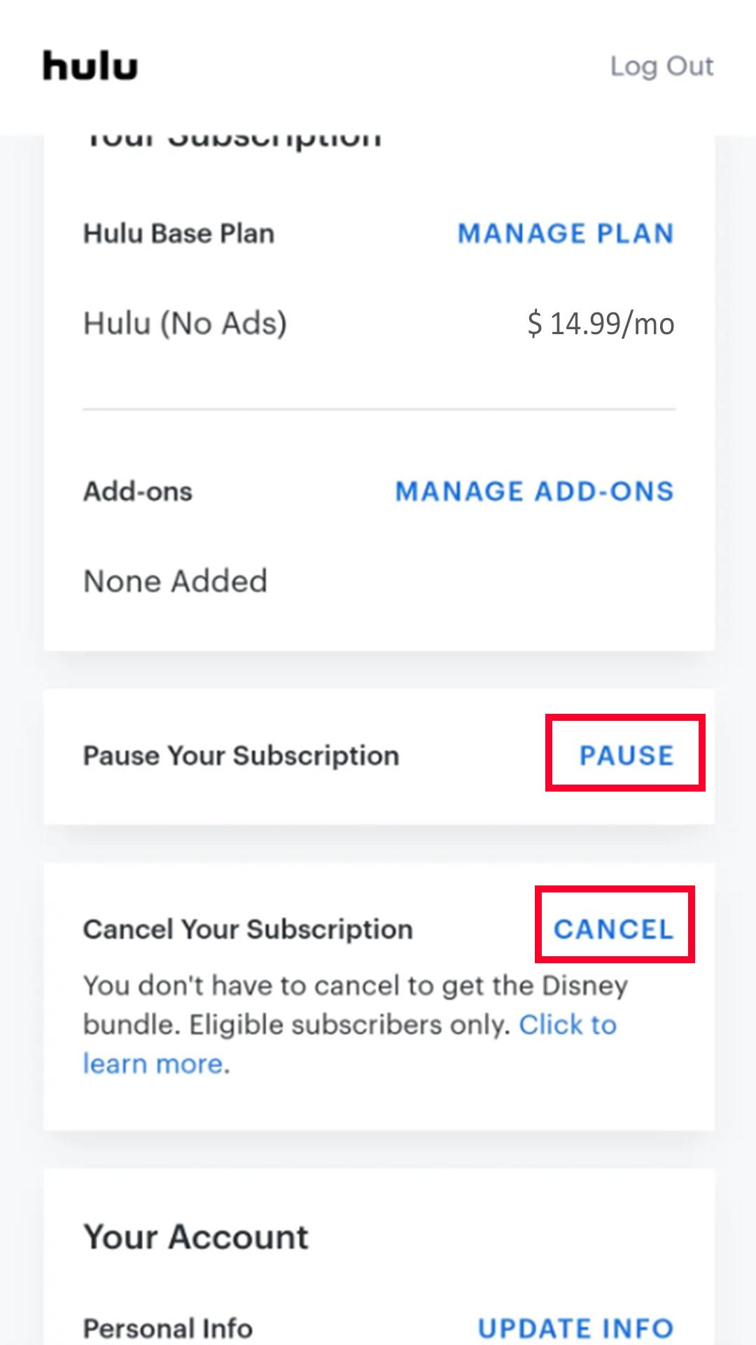 Hulu on Android TV - cancel