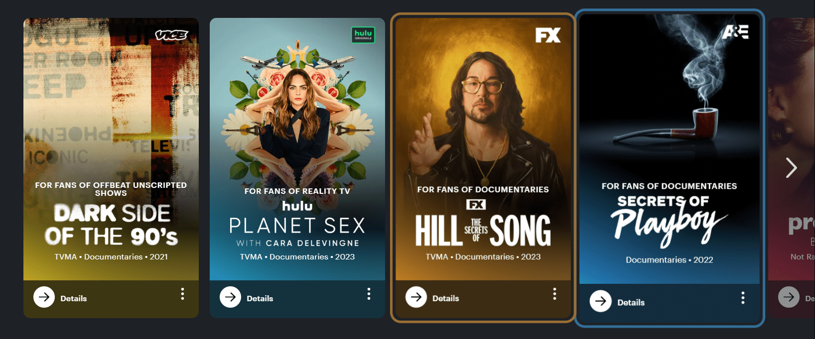Hulu in Brazil - documentaries