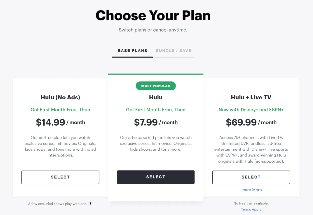 Hulu in Singapore - Hulu price plans