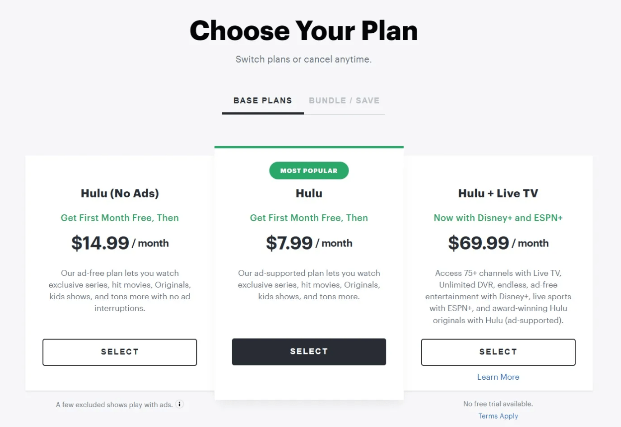 Hulu in Egypt - Hulu price plans