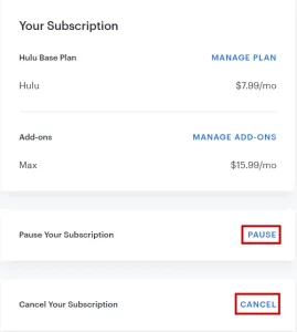 Hulu on Xfinity - cancel